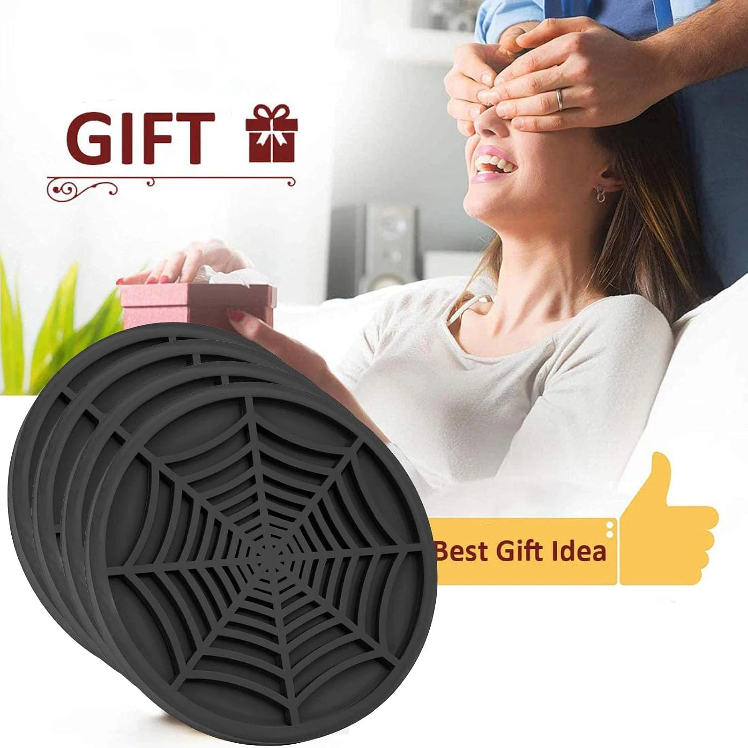 Spider Web Car Coasters for Cup Holders, Funny Non-Slip Silicone Insert Ornaments Coasters, Automotive Cupholder Goth Accessorie 5