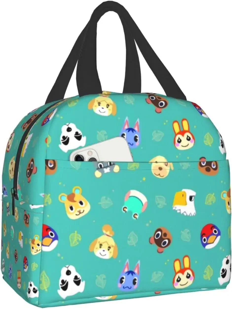 Small Animals Cartoon Lunch Bag Leakproof Tote Bag for Boys Girls Reusable Waterproof Insulated Lunch Box for Picnic Work School