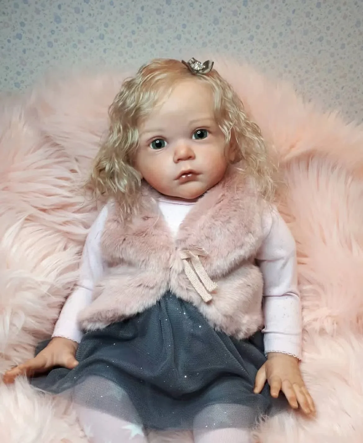 

DLS Индивидуальные ограниченные поставки 24 дюйма Reborn Baby Mattia с белыми вьющимися волосами ручной работы Готовая кукла Разное платье