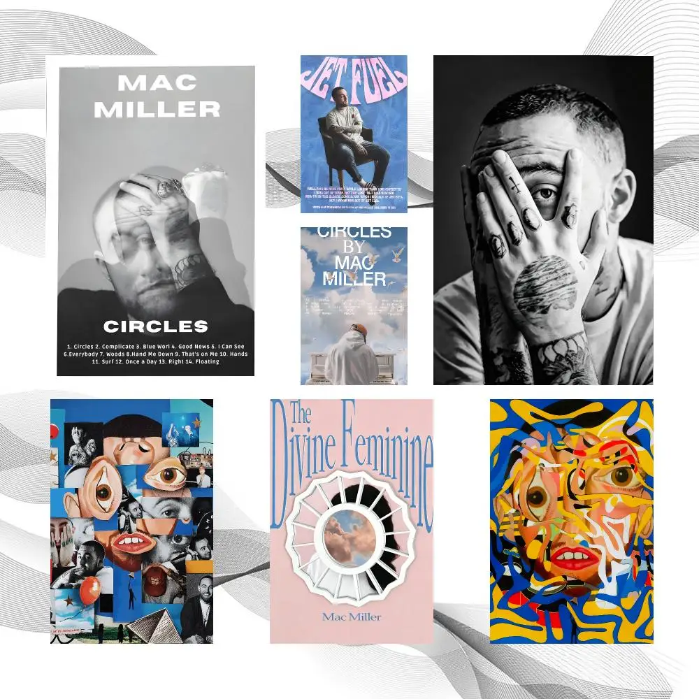 Music Modern Pop M-Mac Miller Poster Peel And Stick Wall Art Self Adhesive PP Waterproof Wall Decor Living Room Bedroom Gift