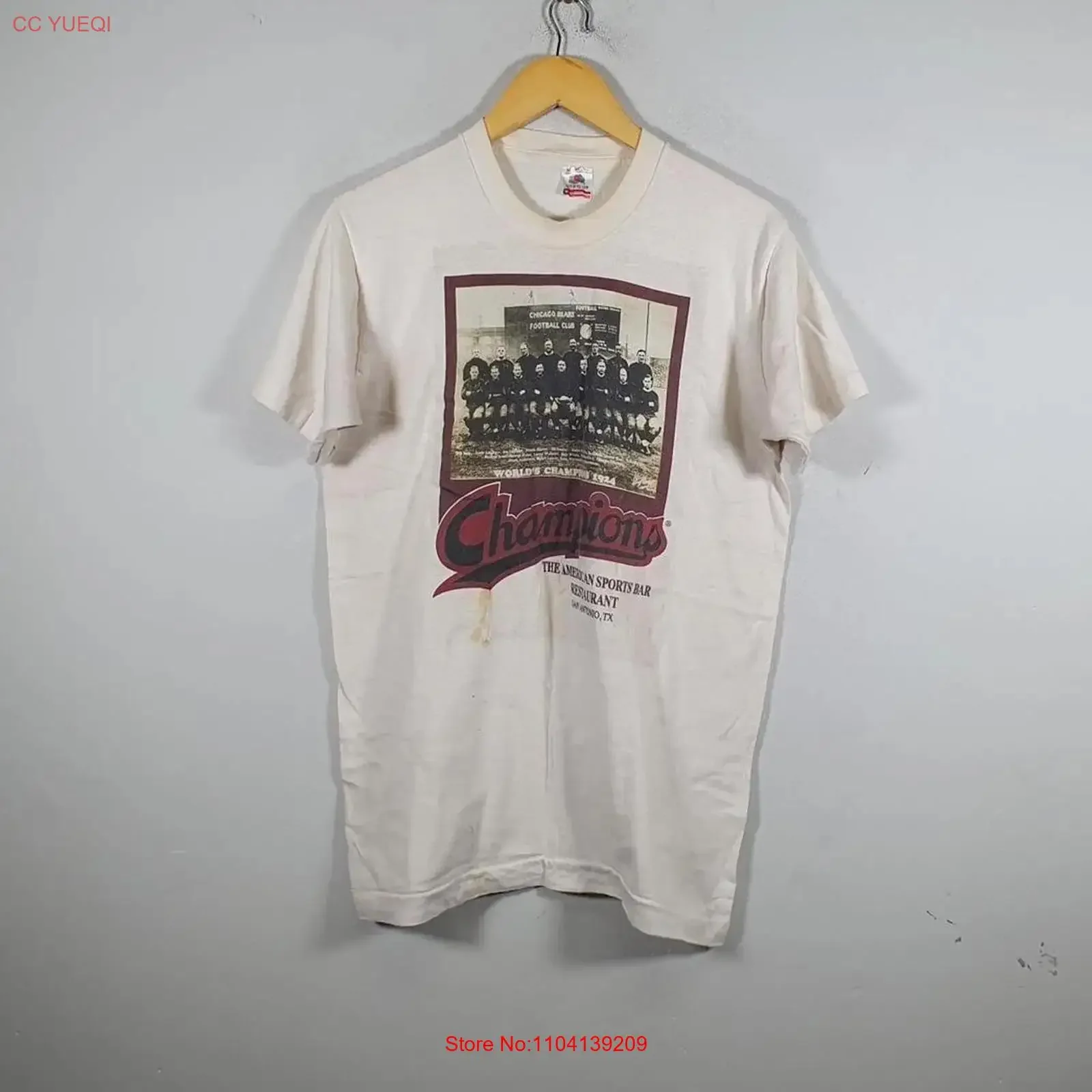 Vintage Fruit Of The LoomThe American Sports Bar Restaurant T Shirt Men M White long or short sleeves vintage Washed Breathable