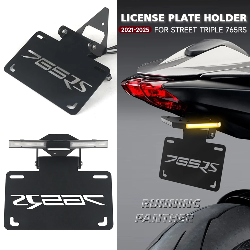

Motorcycle License Plate Frame For Triumph Street Triple 765RS 2021 2025 Rear Short Tail Tidy License Plate Holder Turn Signal