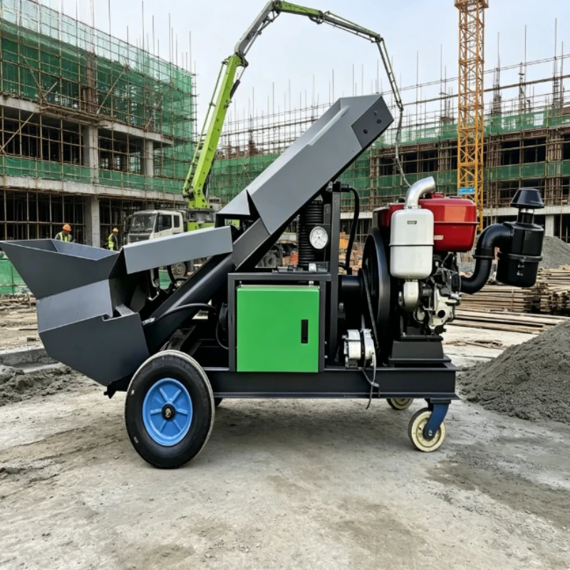 Customized Four-cylinder Diesel Concrete Pump 15-18m³/h Hydraulic Inclined Concrete Conveyor Pump for Construction