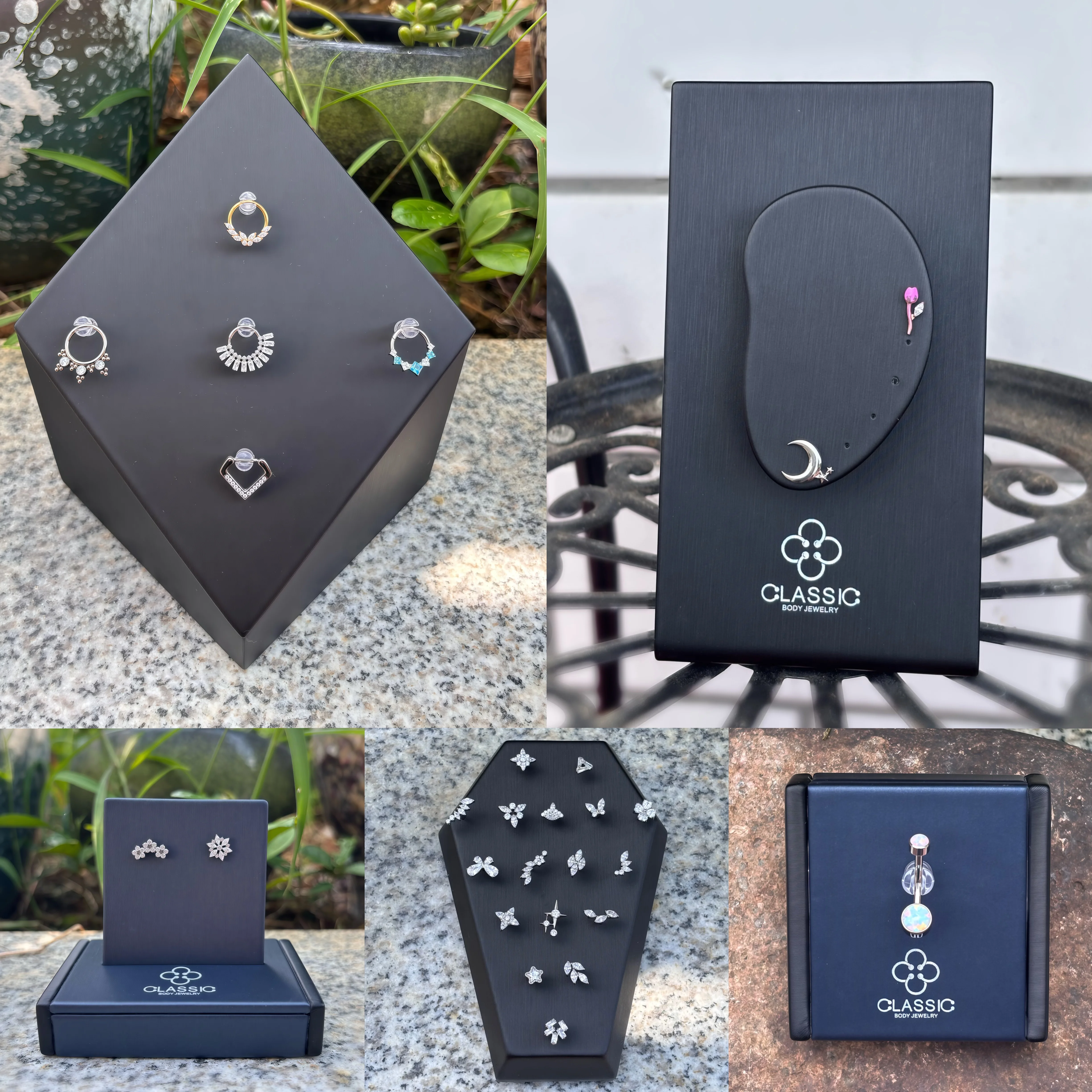 Jewelry Display Rack Stud Earrings Pendant Selection Rack Jewelry Storage Viewing and Display Leather
