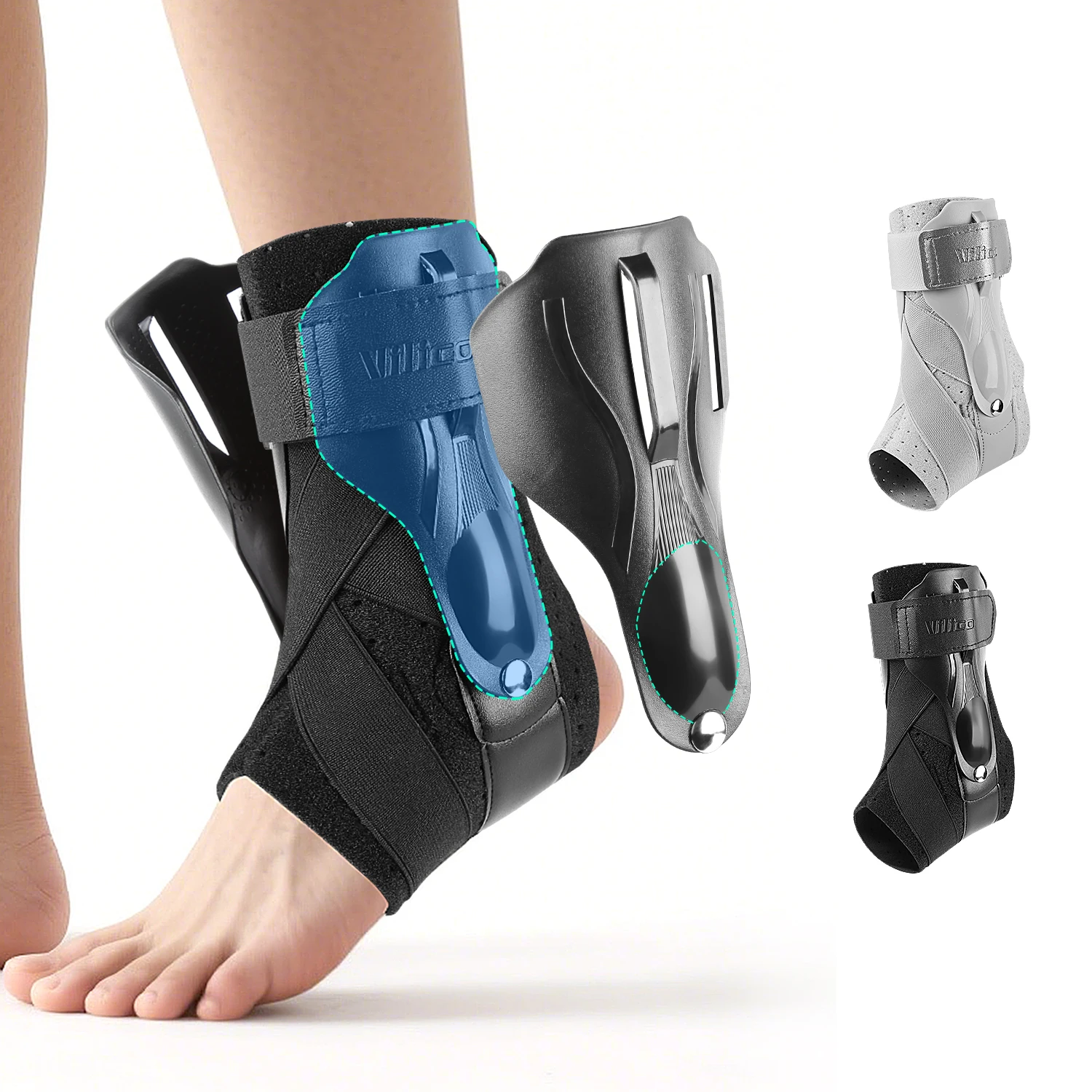 Knöchelbandage für verstauchte Knöchelstütze mit Seitenstabilisatoren für Männer und Frauen, Knöchelschiene, Stabilisator, Erholung, Sehnenentzündung