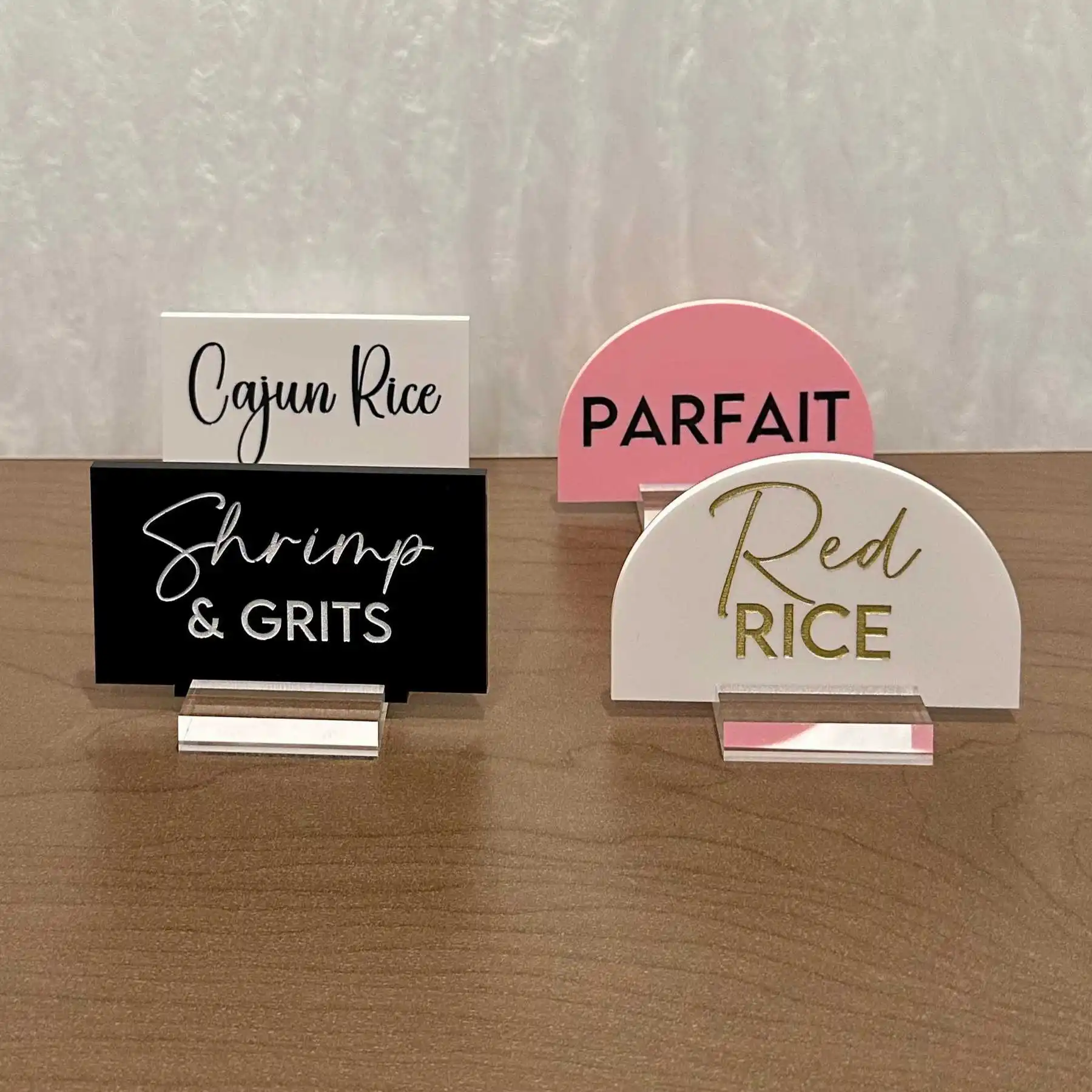 Acrylic Buffet Food Labels Arch Rectangle About 10x6cm Wedding Party Catering Signs Reusable Personalized Food Display Cards