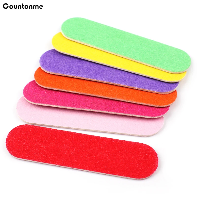 100Pcs/Lot  Disposable Professional Colorful Mini Nail Files Washable Wooden  Emery Boards Finger Nail Buffern For Manicure