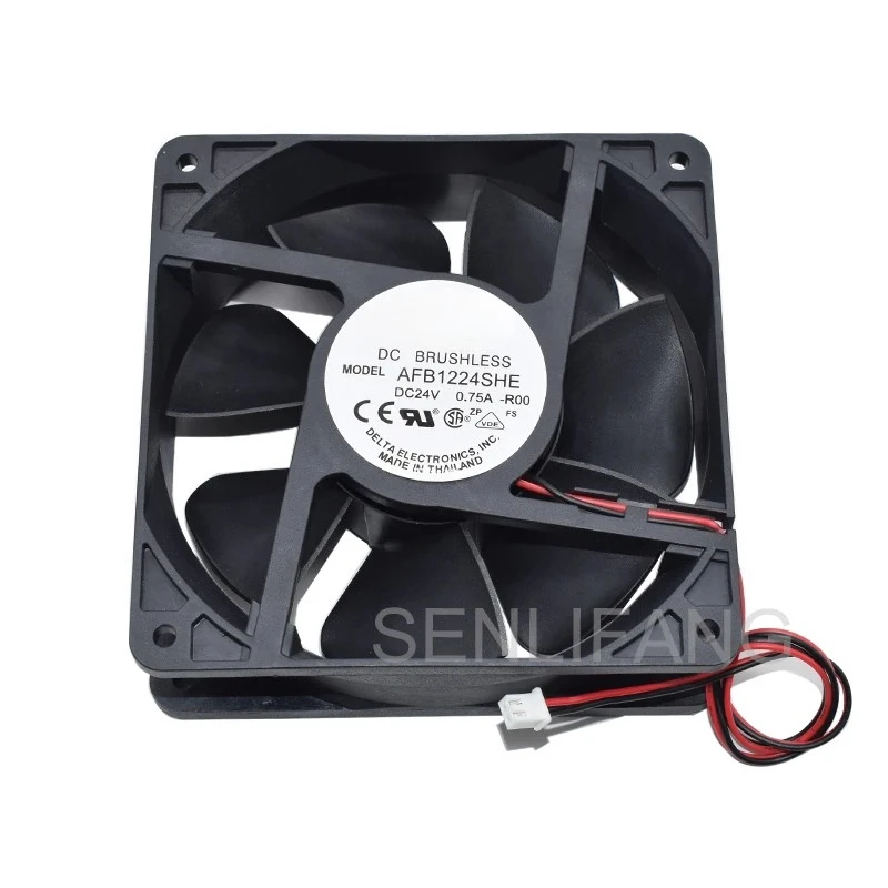 2pcs AFB1224SHE For delta   DC 24V 0.75 A   2 Wires 120*120*38MM Square Fan Cooling fan