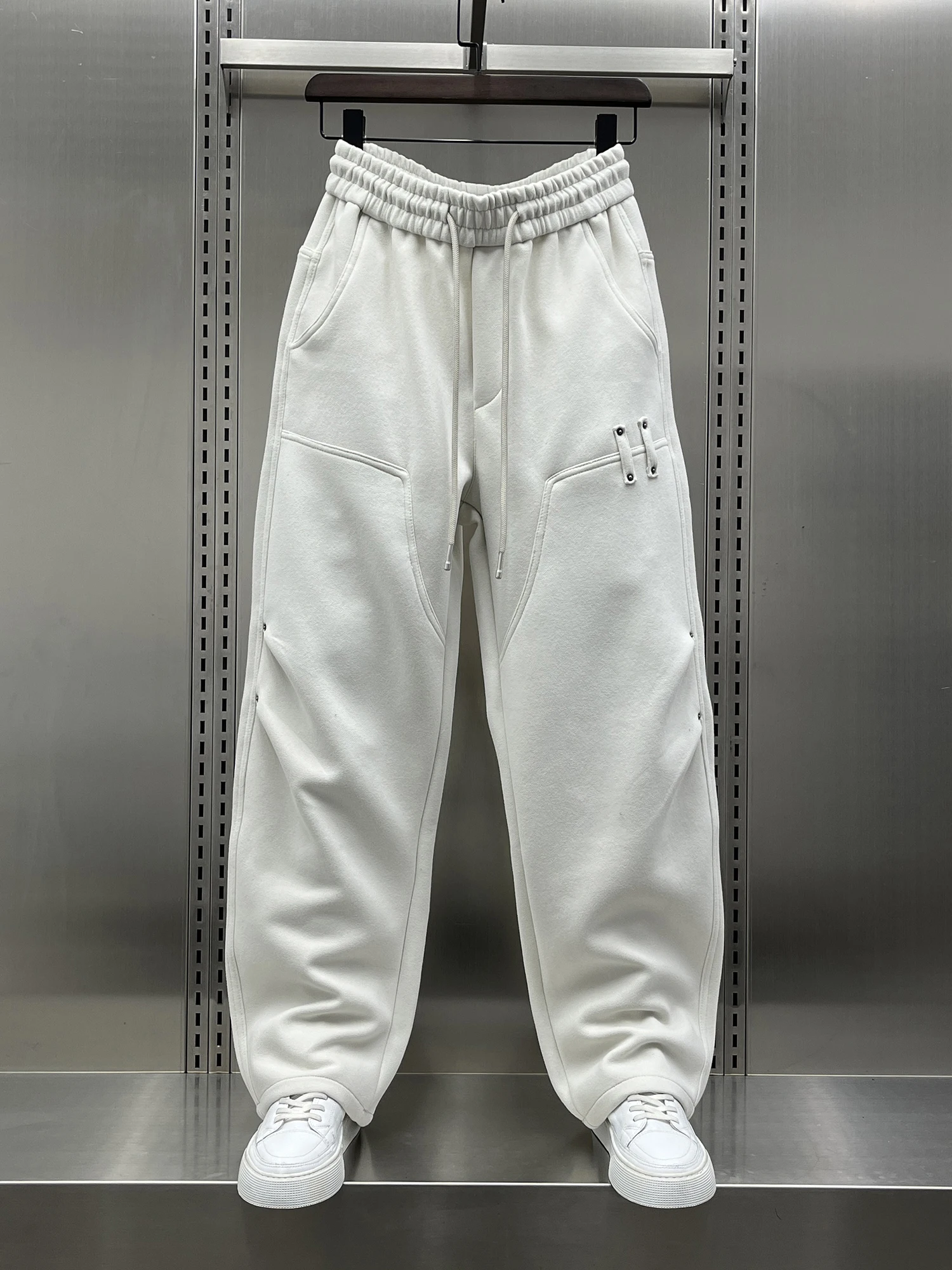 

Faionable Comfortable Casual Pants Rivet Design Splicing Pure Color Spring Autumn New Sle Trendin All-Match Sports Swe...