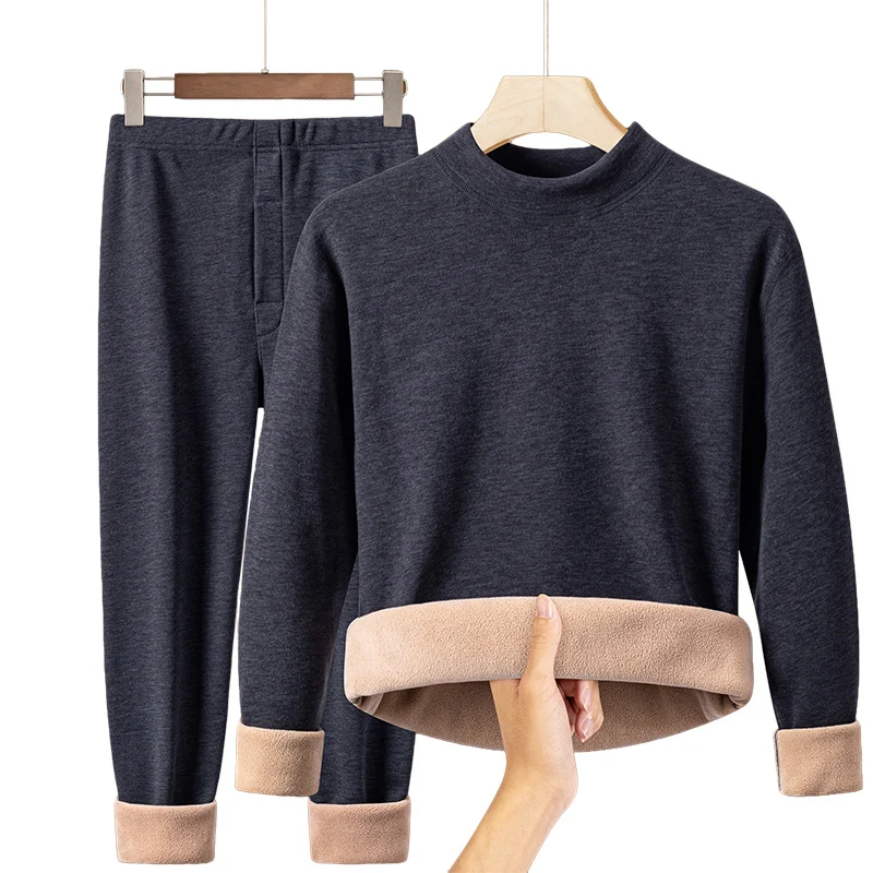 Basic Men's Winter Thermal Underwear Casual Soft Elastic Autumn Thickened Set for Men Black Thermal Clothing Plus Size 8XL 7XL