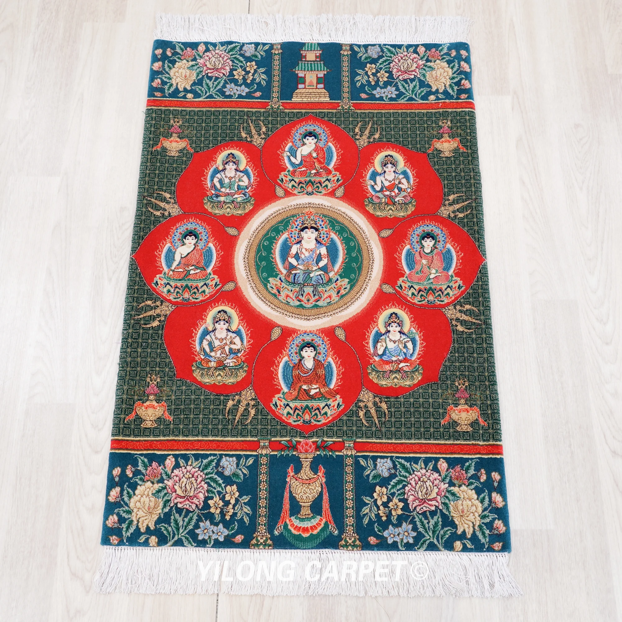 61x91cm High Density Hand Knotted Tapestry Silk on Silk Goddess Of Mercy Collection Rug (TJ581H)