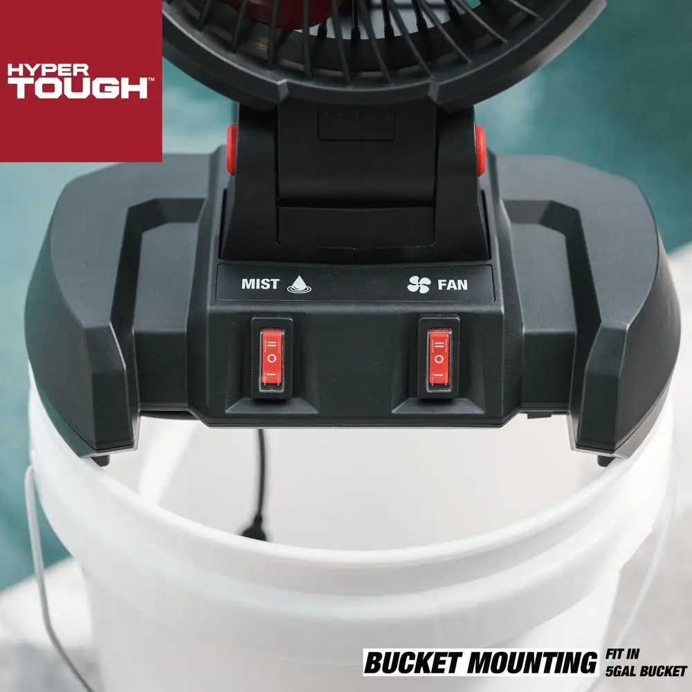 20V コードレスミストファンキット 2Ah バッテリー充電器付き 高さ調節可能 回転ヘッド 600 CFM 最大風量 屋外屋内使用