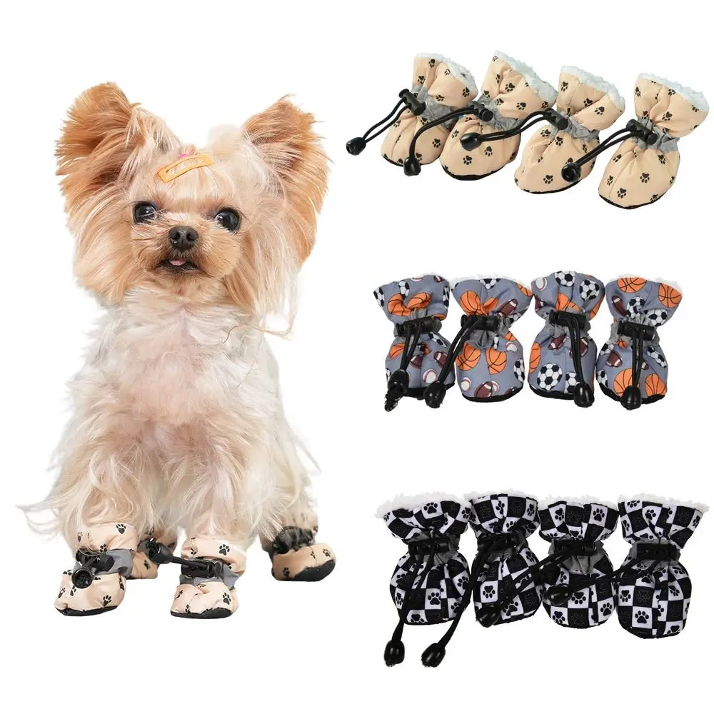 

4pcs/set Durable Waterproof Winter Pet Dog Shoes Anti-slip Thick Dog Rain Snow Boots Puppy Dogs Socks Booties