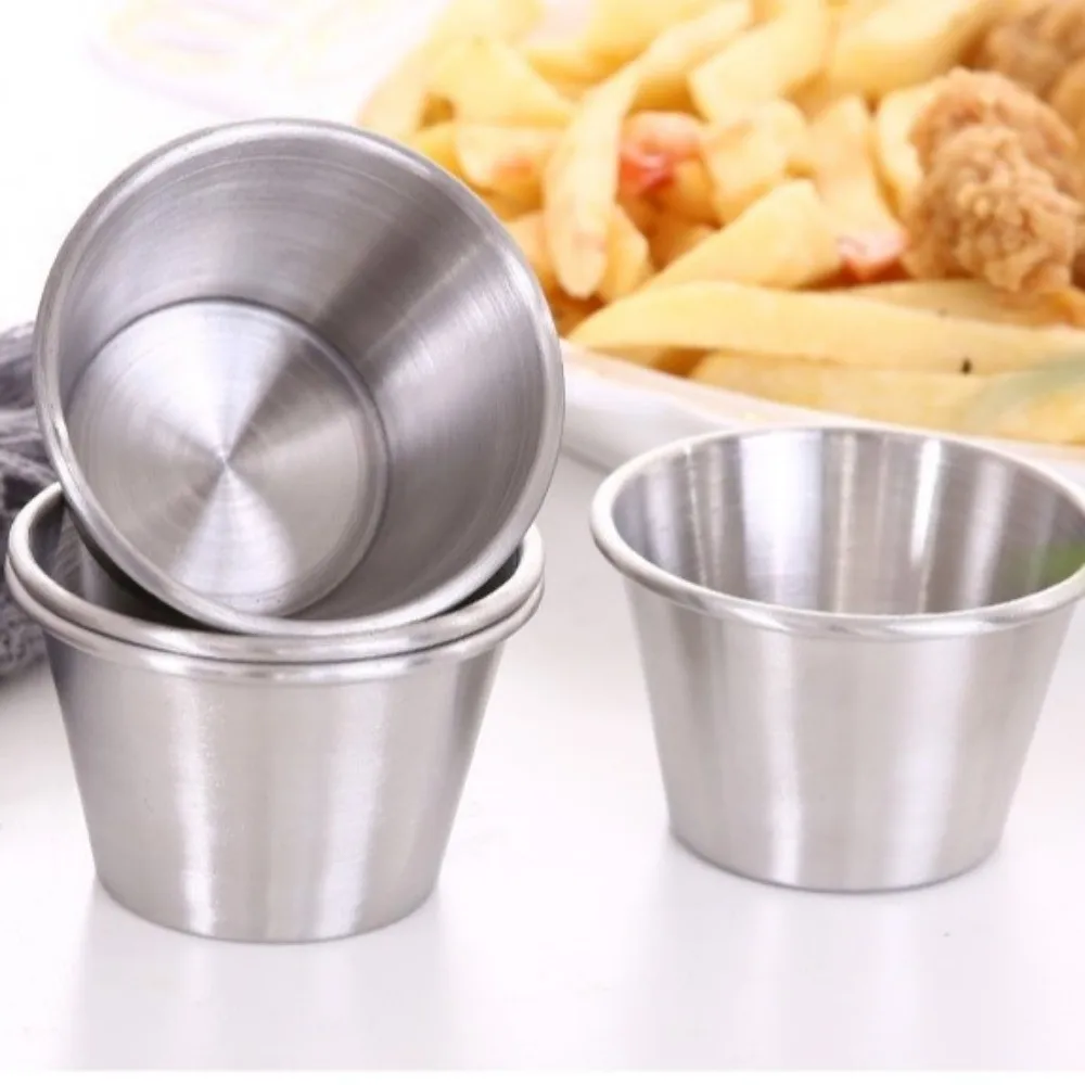 

12PCS/SET Stainless Steel Dipping Sauce Cup Small Size 304 Stainless Steel Barbecue Dipping Cup Portable Design Multifunctional