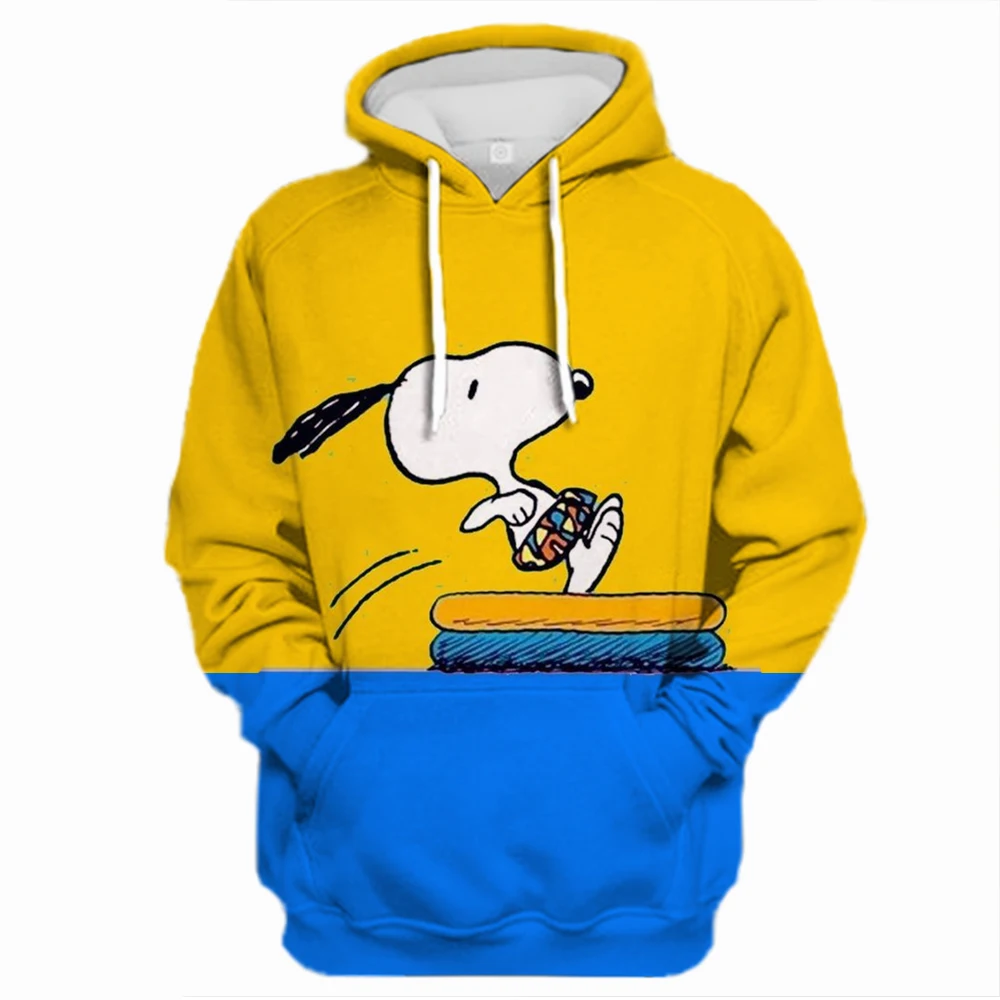 Snoopy Kawaii Cartoon Print Hoodie for Women Soft Casual Loose Sportwear Female Sweatshirt Warm Fleece Ladies Clothes 2024