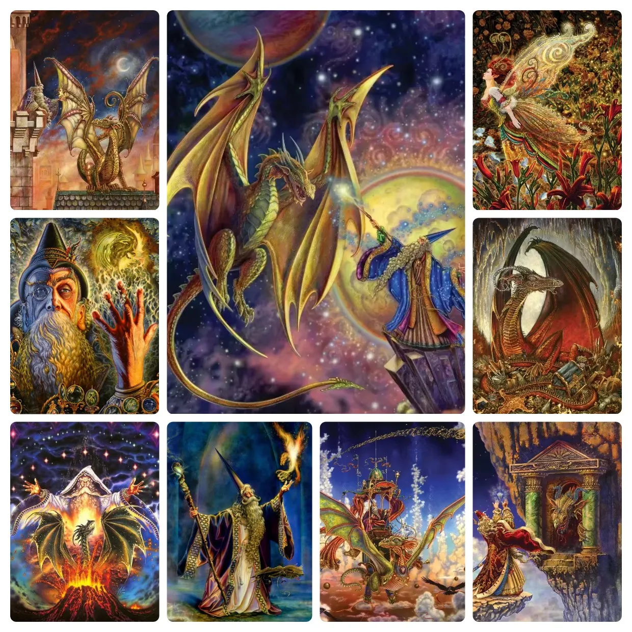 Wizard Dragons Fairy Digital Oil Painting By Numbers on Canvas Home Decor for  Beginners Living Room Bedroom Decoration