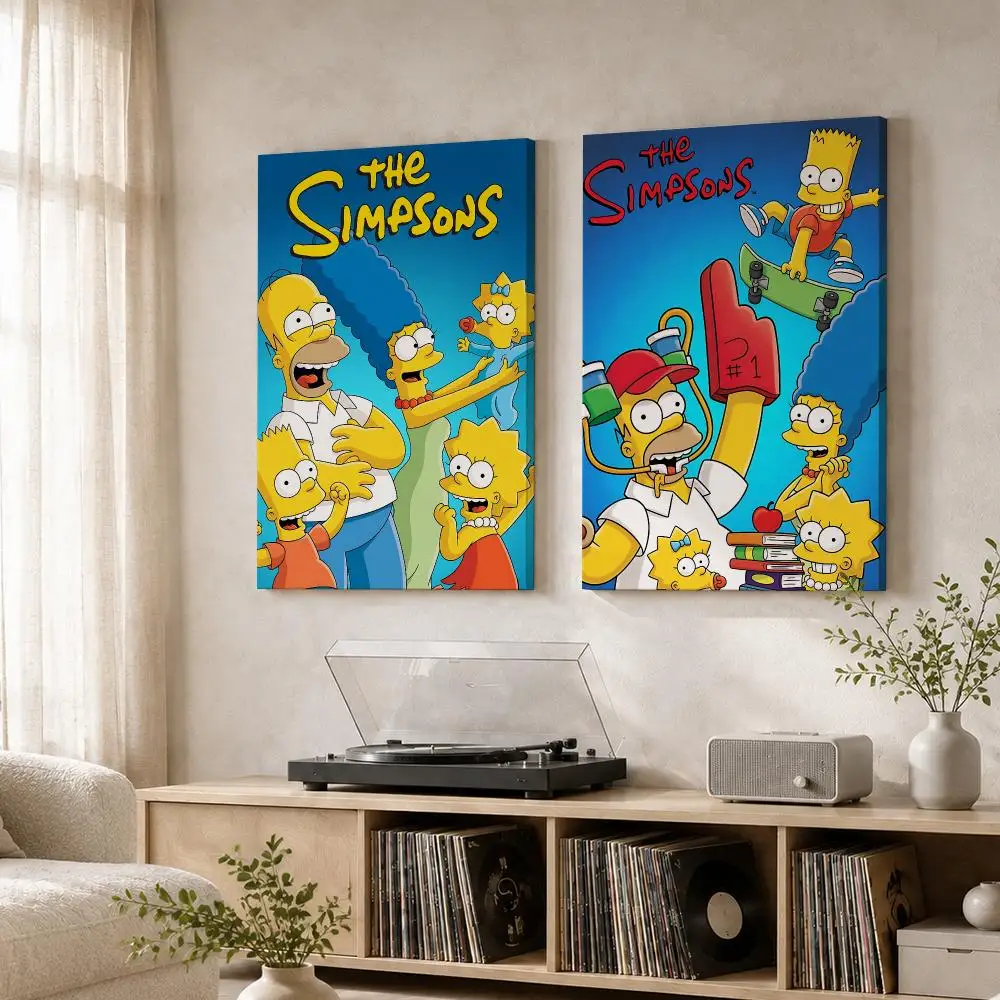 The S-Simpsons Cartoon Framed Wall Painting Wood Framed Wall Art Print For Bedroom Living Room Hallway Office Home Decor