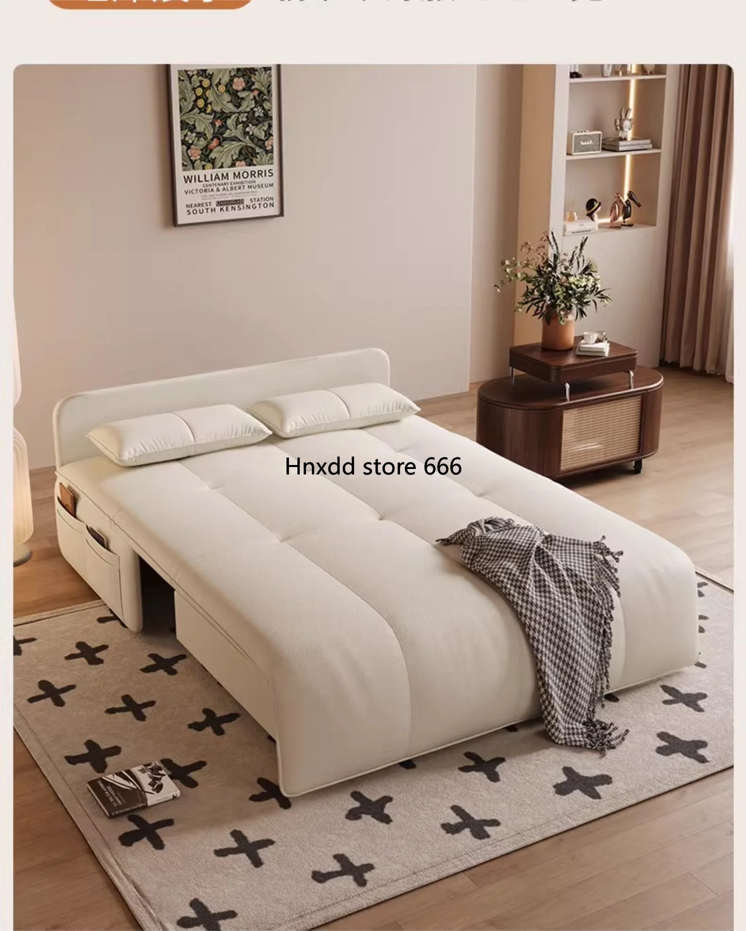 

Intelligent electric cream wind sofa bed folding dual-purpose