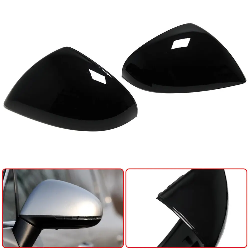 Gloss Black Auto Side Rearview Mirror Cover Caps Wing Mirror Housing For VW Touareg 2011 - 2018 7P6857537 7P6857538