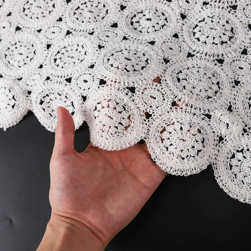 

Geometric Floral Rope Embroidered Fabric Handmade DIY Dress Cloth Sewing Designer Fabric