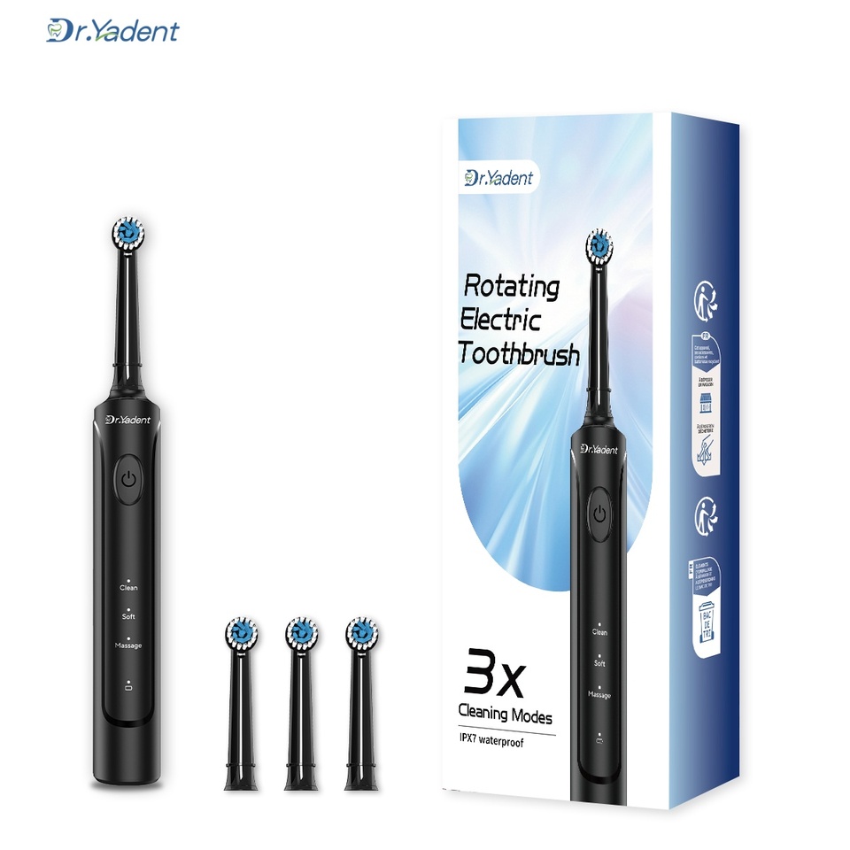  DrYadent Rotating Toothbrush YD2233 2mins Smart Timer with 3 Intelligence Modes Long-Lasting Usage with 4 Brush Heads Gum Cares 
