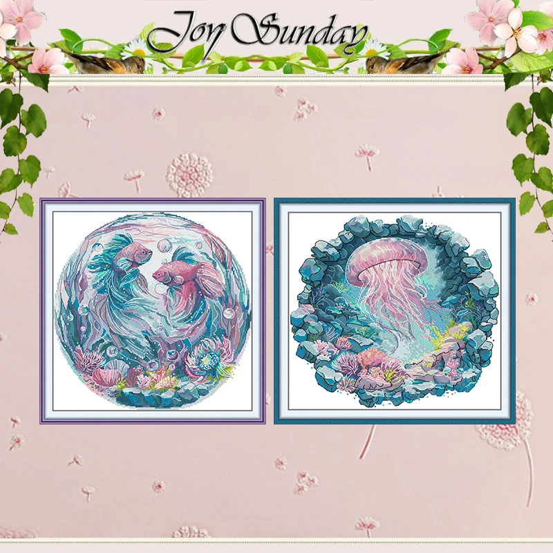 

Рыбы Медуза Узоры Набор для вышивки крестом 11CT 14CT 16CT Штампованный DMC Набор для вышивки крестом Вышивка Рукоделие Домашний декор