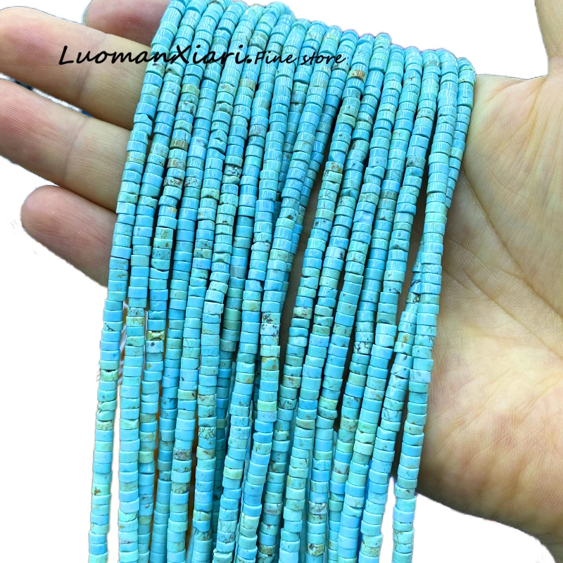 2x4MM Rondelle Natural Stone Blue Turquoise Loose Flat Round Spacer Beads for Jewelry Making Diy Bracelet  Charms Accessories