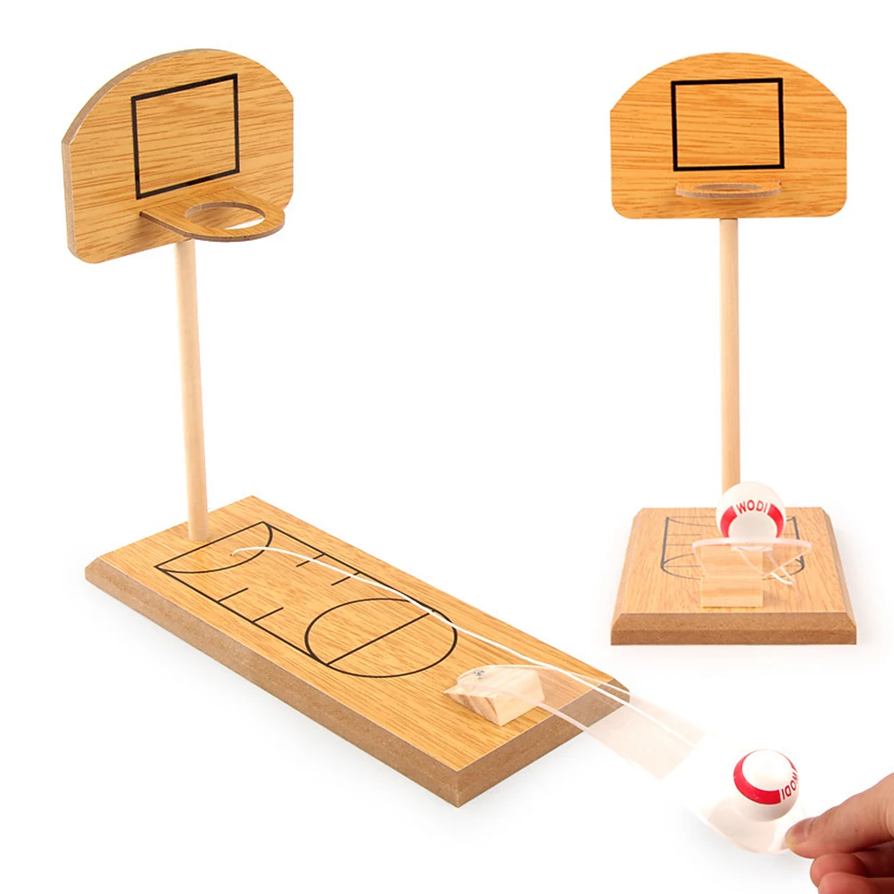 

Wooden Basketball Shooting Machine Mini Set Tabletop Game Toy Hand Eye Coordination Parent Child Interaction Fun Finger