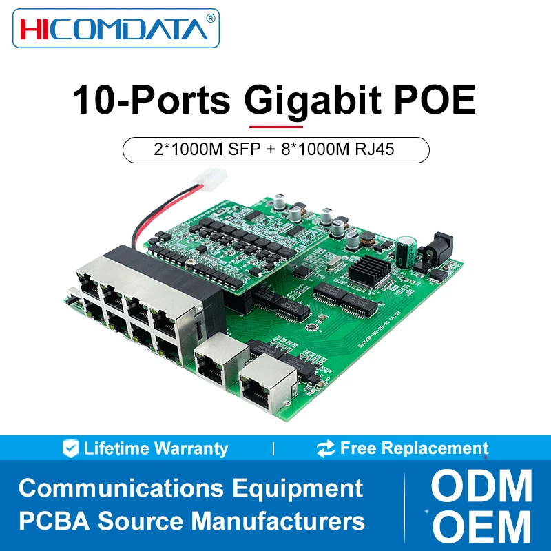 2*10/100/1000M RJ45 bağlantı noktalarına ve 8*100/1000M PoE bağlantı noktalarına sahip Yönetilmeyen PoE anahtarı