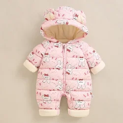 Baby Girl Clothes Jumpsuit New Newborn Clothes Bag Plus Velvet and Thickening Hoodies Outdoor Outfit Space Suit 5-day Shipping