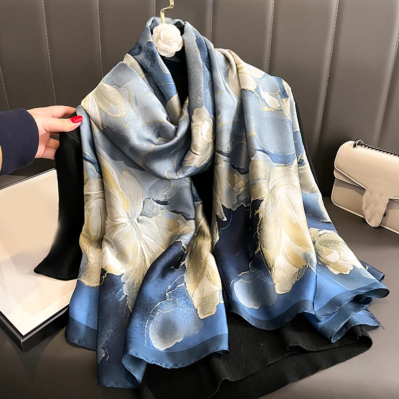 Spring Scarf Women's Luxury Design Scarf Silk Smooth Scarf Soft Muslim Headband Shawl Beach 85x180cm