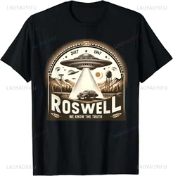 Roswell-綿のカジュアルTシャツ,UFOエリア51エイリアン,レトロなスタイル,新しい,1952