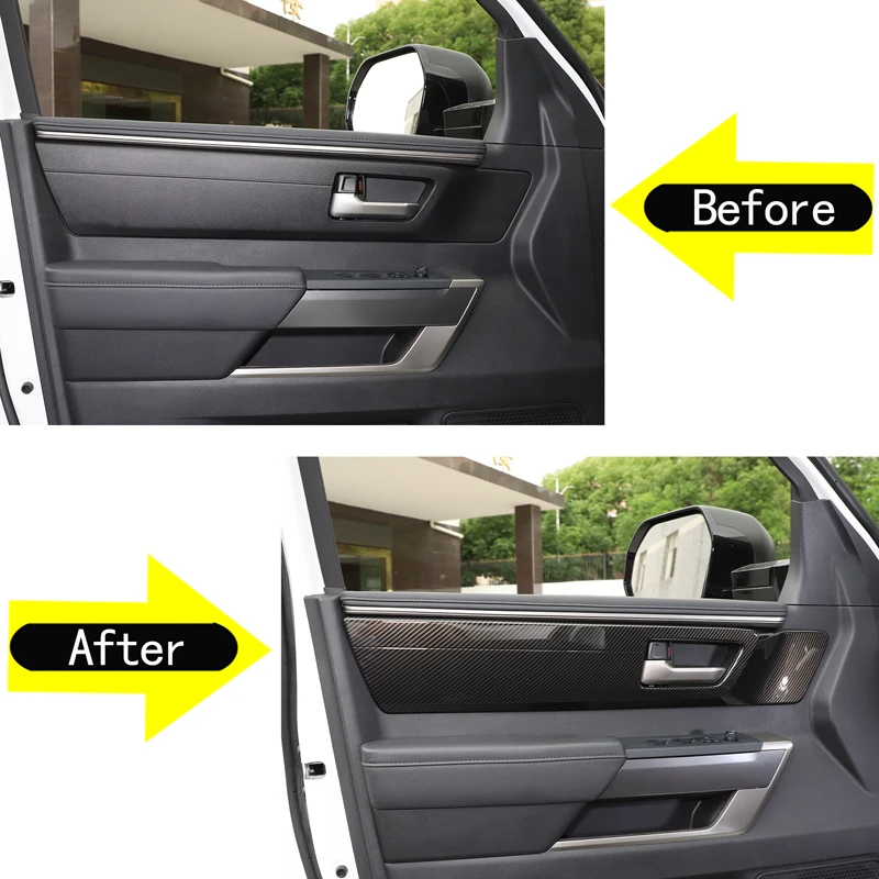 ABS Carbon Fiber Pattern Car Inner Door Handle Panel Frame Cover Trim Sticker For Toyota Tundra 2022-2024 Car Accessories