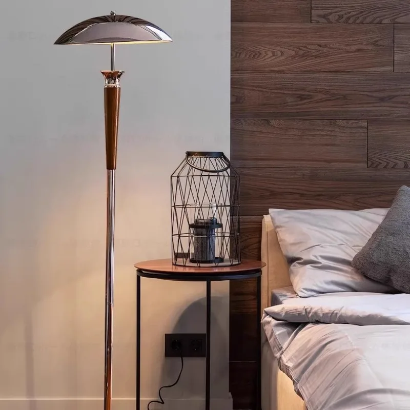 Bauhaus Electroplating Wrought Iron LED E27 Floor Lamps Foot Switch Living Room Bedroom Restaurant Kitchen Wooden Standing Light
