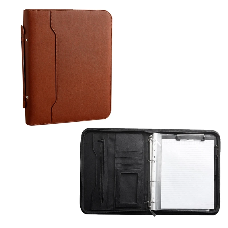 Zippered Portfolio Organizer, Leather Padfolio Binder, Professional Business Binder, Organizer For Ipad/Document