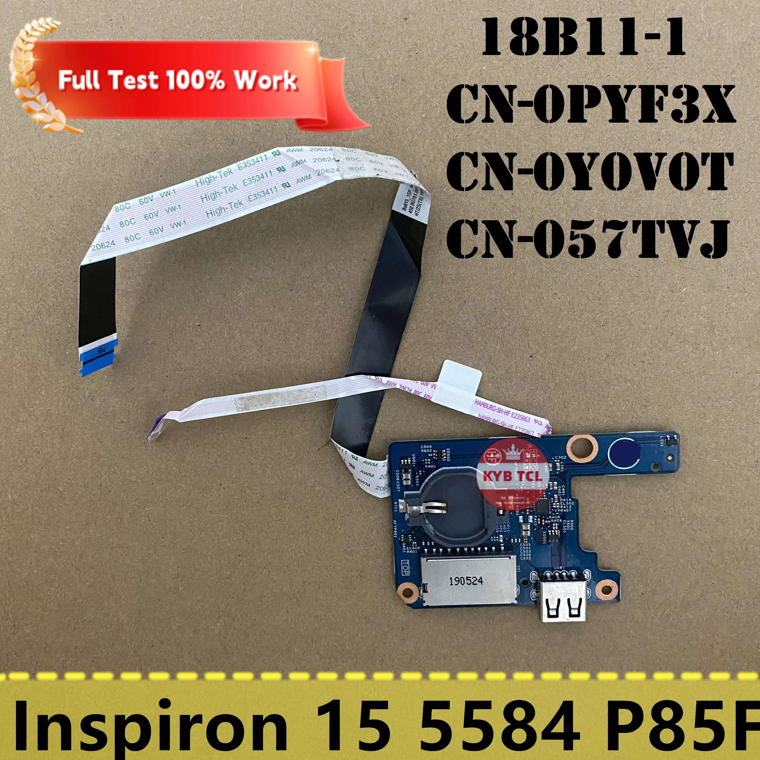 

Оригинальный USB-кардридер для ноутбука Dell Inspiron 15 5584 P85F, устройство для чтения SD-карт, кабель 0PYF3X 18B11-1 0Y0V0T 057TVJ 18B29-1