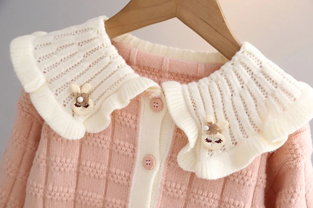 Autumn Winter Girl's Sweaters Korean Style Casual Little Girl's Knitwear Cashmere Wool Cute Cartoon Girl's Warm Sweatshirt