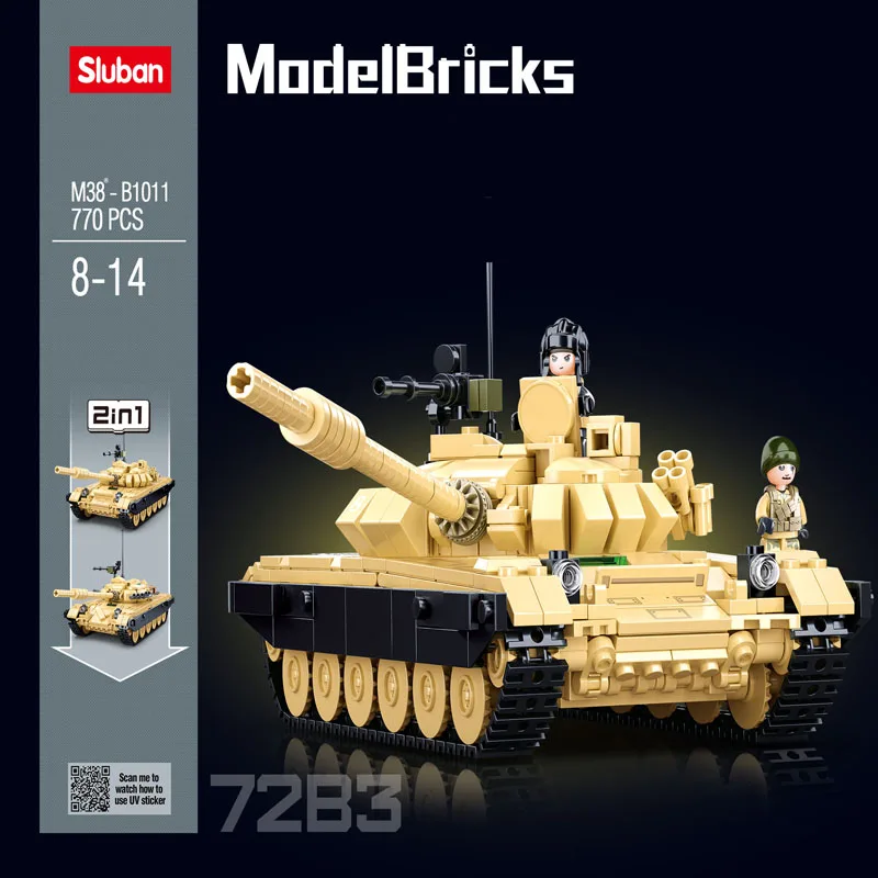 

Sluban Building Block Toys Morden Military B1011 Main Battle Tank 2 IN1 770PCS Bricks Armored Car Compatbile With Leading Brands