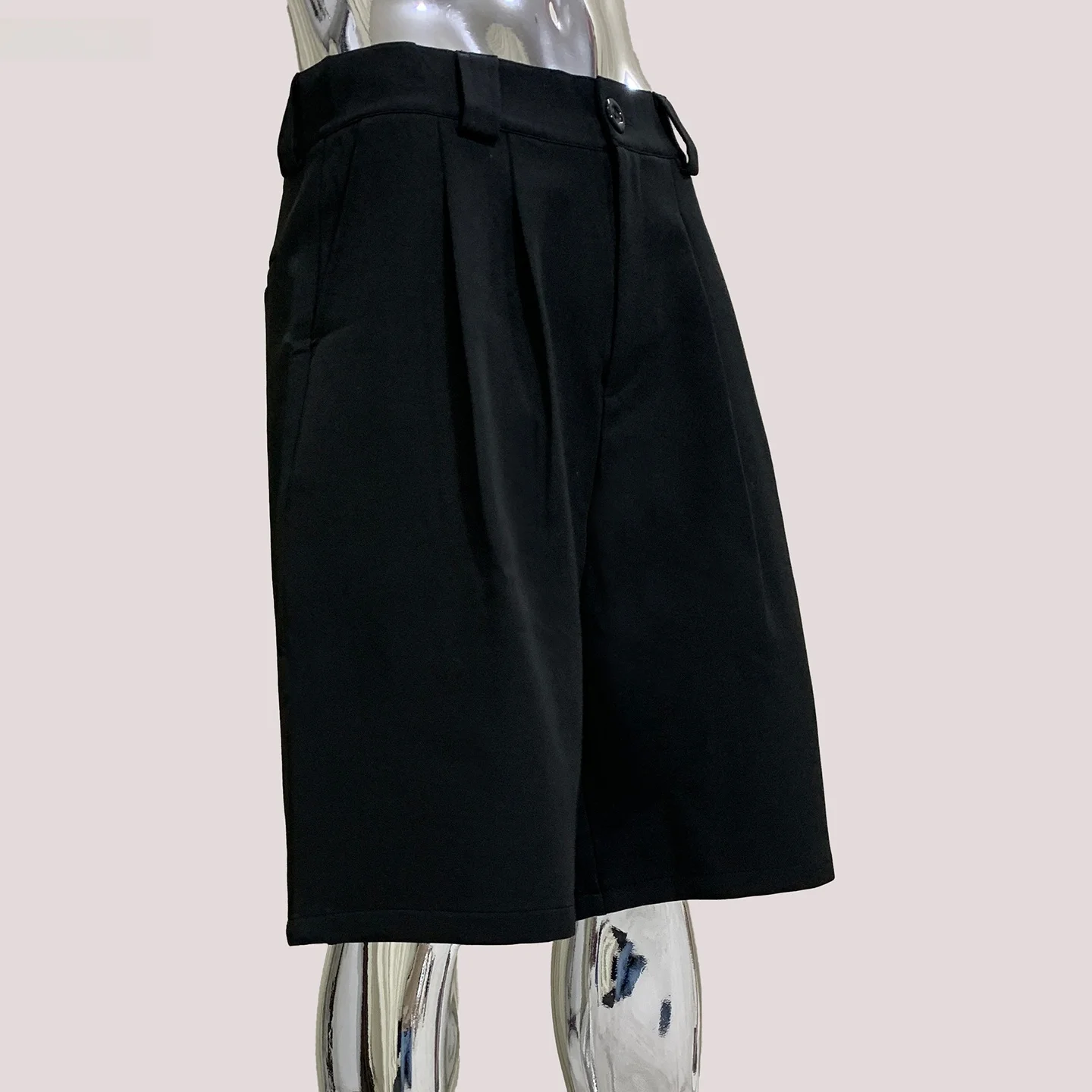 

Nerazzurri High Waist Black Men's Shorts 2025 New Fashion Urban Style Five-Quarter Length Summer Casual Polyester Fiber Shorts