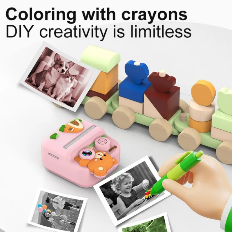 1pc caméra HD enfants dessin animé licorne impression instantanée Mini appareil photo numérique jouet console de jeu de musique