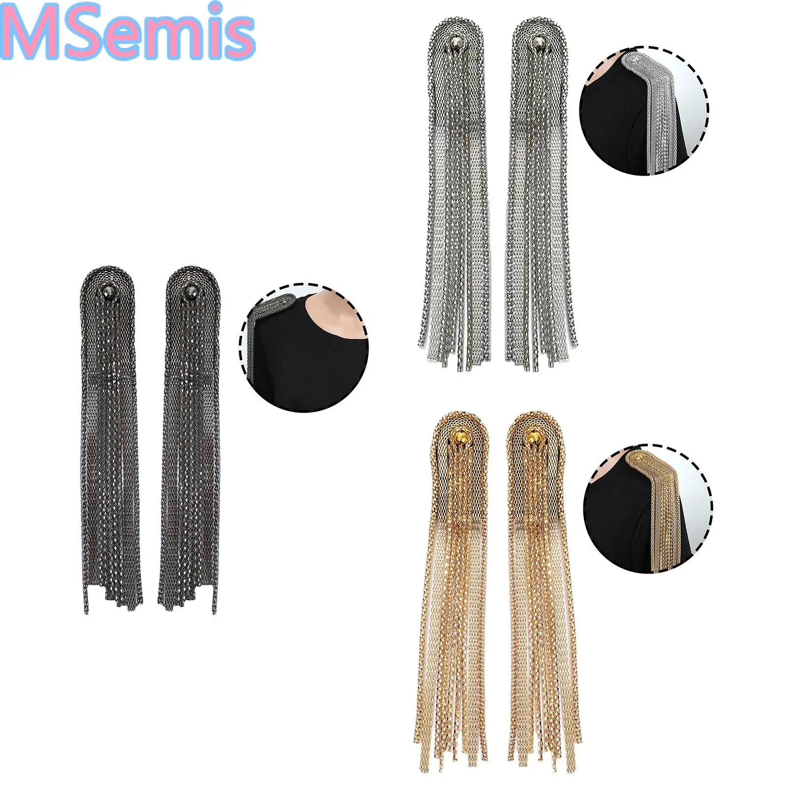 

Beaded Crystal Shoulder Patches Fringe Tassel Epaulets Shoulder Brooches for Men Women Party Costumes Accessories