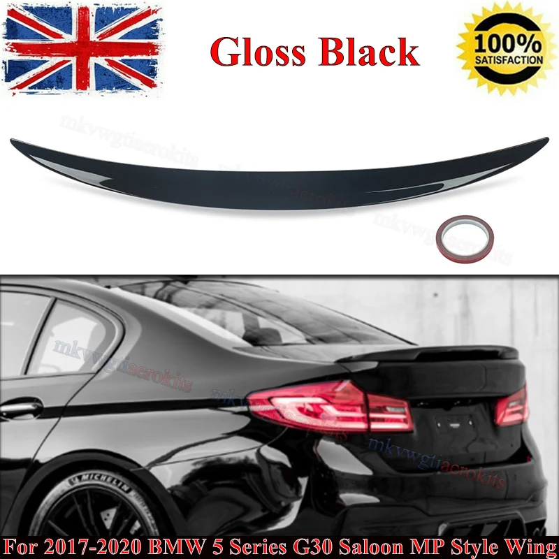 

For BMW G30 530i 540i 2017-2023 MP Style Rear Tail Wings Glossy Black Rear Trunk Spoiler Wing Lip