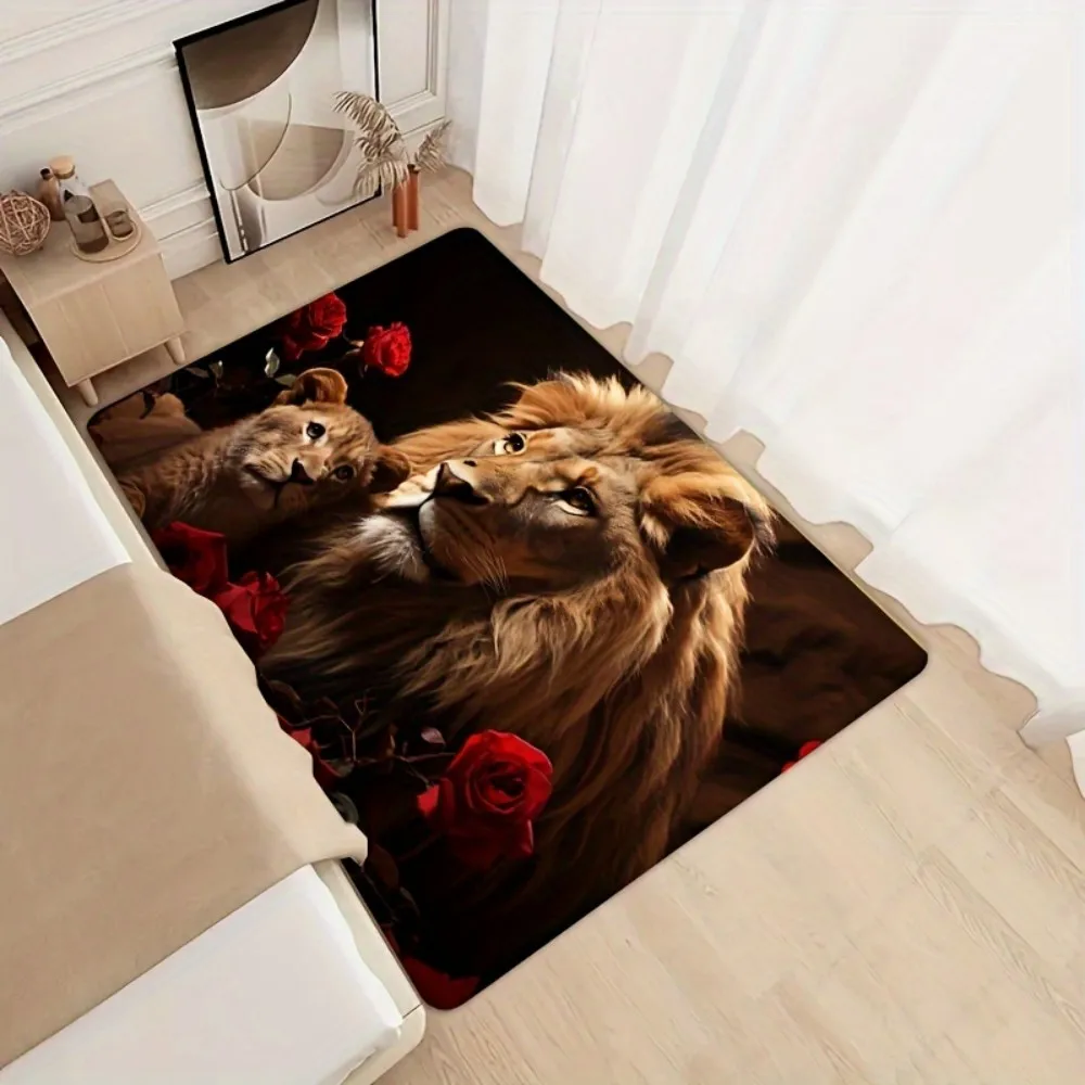 VIKAMA 3D Lion Animal Rug, Suitable for Living Room, Bedroom, Kitchen, Bathroom, Indoor and Outdoor Decorative Floor Mat