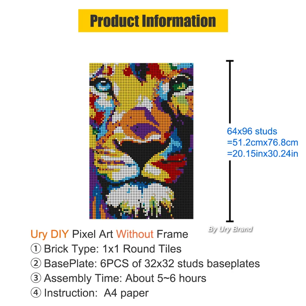 Pixel Art Pop Mona Lisa Smile Mosaic Home Famous Lion Decorative DIY Painting By Numbers Building Blocks MOC Set Creative Gifts