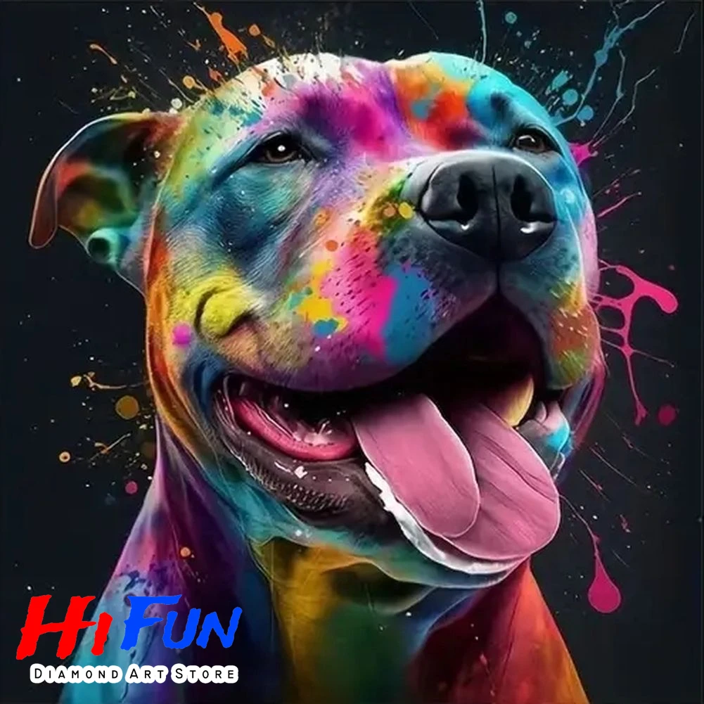 DIY Pit Bull pintura abstracta perro mascota Animal pintura de diamante mosaico de diamantes completo bordado de diamantes de imitación arte decoración de punto de cruz