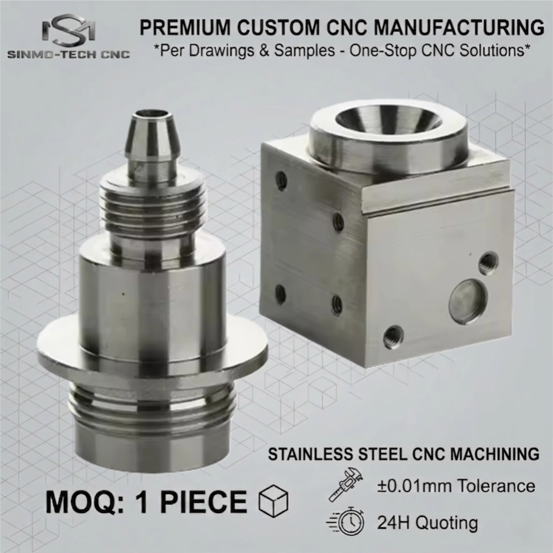 Custom 5-Axis CNC Stainless Steel Machining, Precision SS316L Marine Marine Parts Milling, Complex Medical Component, 1pc