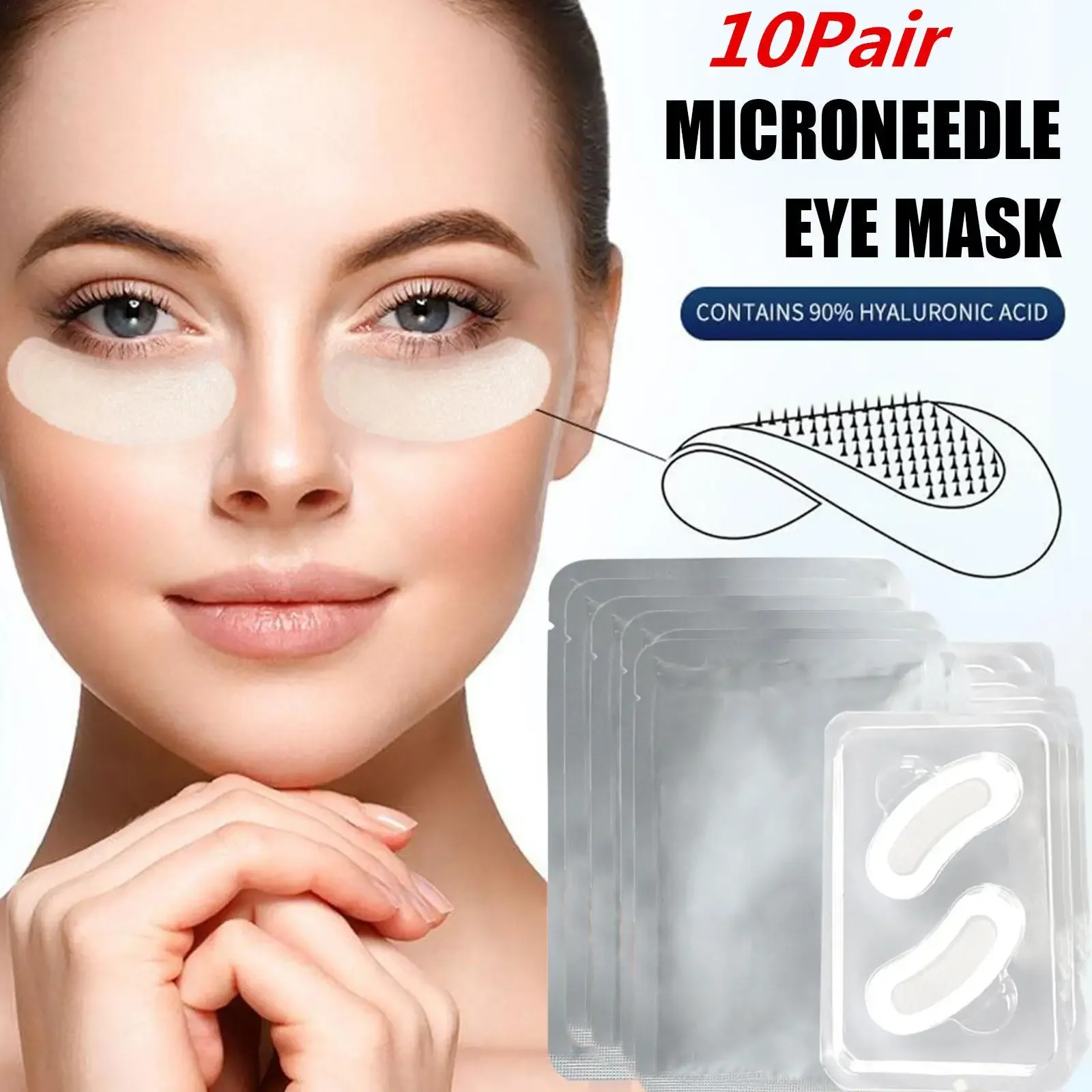 

10 Bag Hyaluronic Acid Microneedle Eye Patches Mask For Anti Wrinkle Aging Dark Circles Moisturizing Under Eye Pads Skin Care