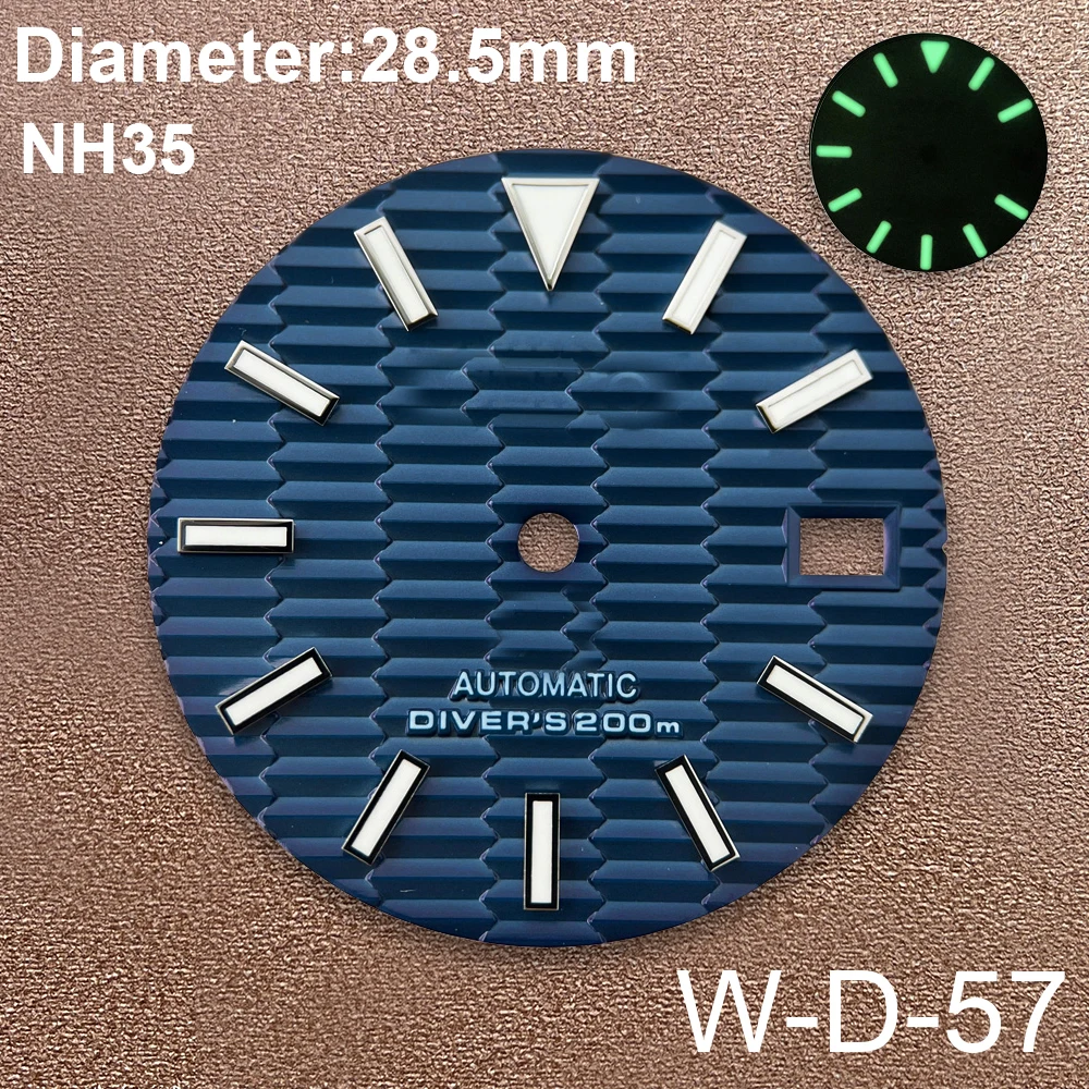 Dial SKX007 con logotipo S de 28,5mm, accesorio de modificación de reloj, adecuado para NH35/NH36/4R/7S, movimiento verde luminoso, 3/3.8/4.2 En