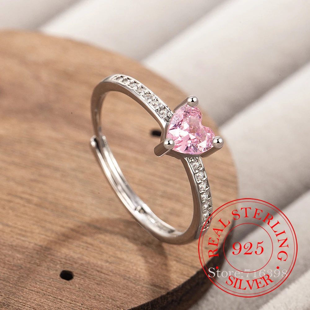 

Ювелирные изделия из стерлингового серебра 925 пробы, роскошные открытые кольца с розовыми кристаллами для женщин, ювелирные изделия для свадебной вечеринки, подарок для девочек, подарок подруге