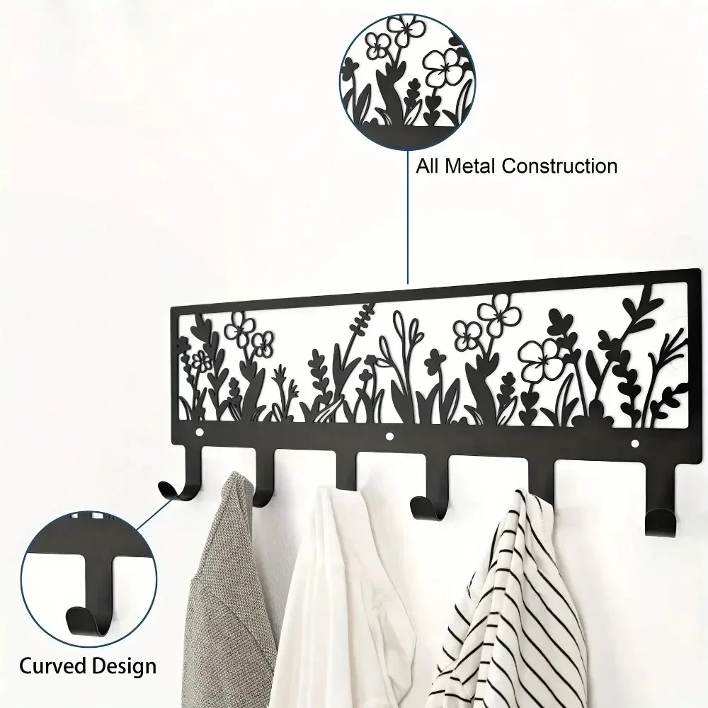 Aluminum Wall Art 3D Metal Sign Black Floral Powder Coated Decor